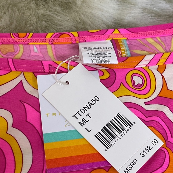 Trina Turk Pink and Orange Paisley Swim Coverup - Picture 5 of 8